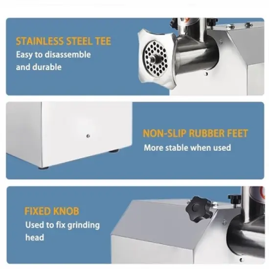 397lbs/H Electric Meat Grinder 1100W Sausage Stuffer With 2 Blades & 2 Grinding Plates image {5}