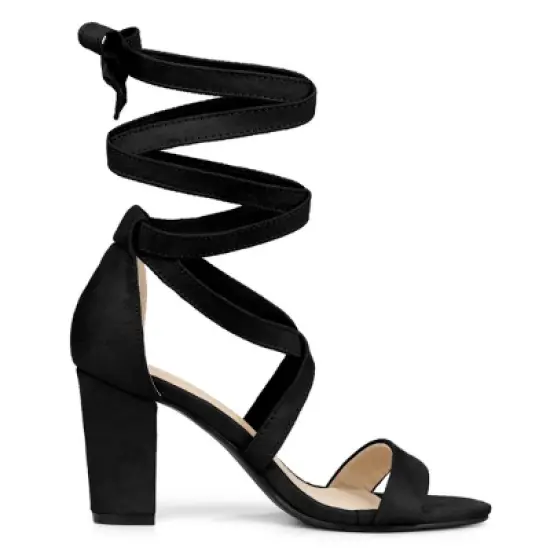 Allegra K Women's Lace Up Block Heels Sandals image {5}