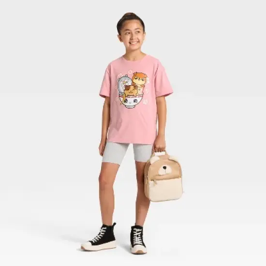 Girls' Maruchan Ramen Pets Oversized Short Sleeve Graphic T-Shirt - Mauve image {3}