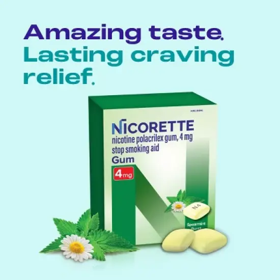 Nicorette 4mg Stop Smoking Aid Nicotine Gum - Spearmint Burst - 160ct image {3}