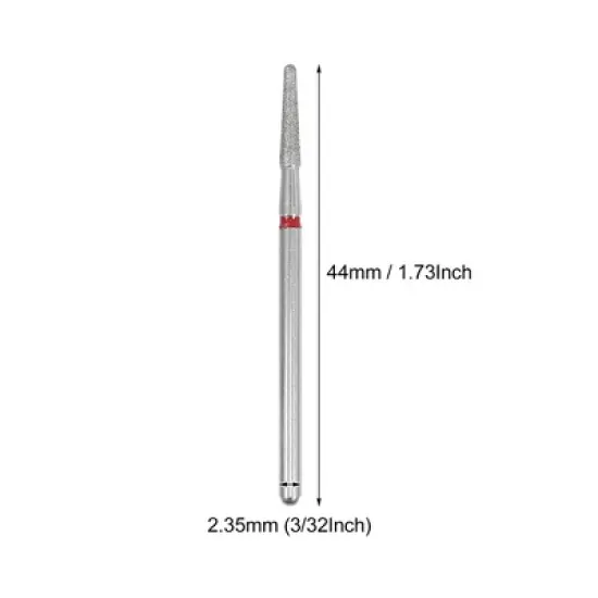 Unique Bargains Emery Nail Drill Bits Set for Acrylic Nails 3/32 Inch Nail Art Tools 44mm Length Red 10 Pcs image {3}