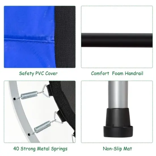 Costway Foldable Trampoline Double Mini Kids Fitness Rebounder w/ Adjustable Handle Red\Blue image {8}