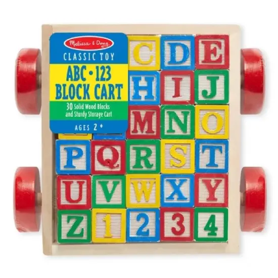 Melissa & Doug Classic ABC Wooden Block Cart Educational Toy With 30 Solid Wood Blocks image {4}