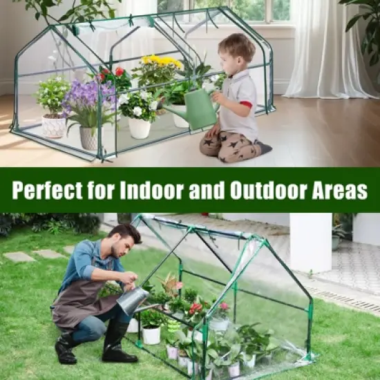 Mini Greenhouse for Outdoor,Portable Greenhouse  Outdoor Garden w/ Roll-up Zipper Door,Waterproof & UV Protected Green House for Garden Patio Backyard image {4}