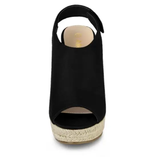 Allegra K Women's Espadrille Platform Heeled Wedges Sandals image {1}