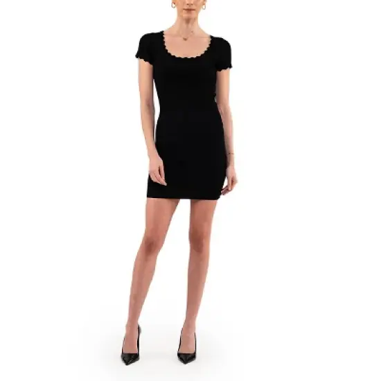 August Sky Women's Scallop Edge Knit Mini Dress image {4}