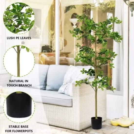 NAYSAYE Planter Black Olive Tree Artificial Faux Plant for Indoor Outdoor Garden Decor, Green, 27.5"*27.5"*70.8" image {3}