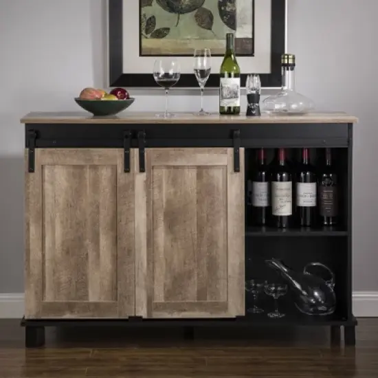 Modern Industrial Storage Cabinet with Sliding Doors - Glitzhome image {3}