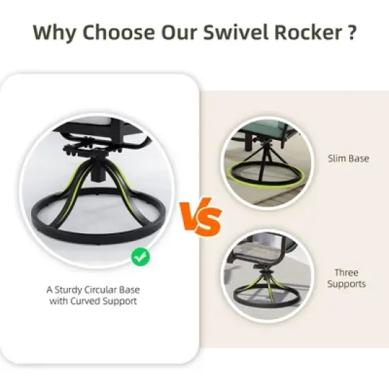 DOMETOUR 5Pcs Outdoor Patio Aluminum Furniture Set, Modern Dining Set with 4 Swivel Rockers Branch-Like Backrest, Rectangular Table with Umbrella Hole image {8}