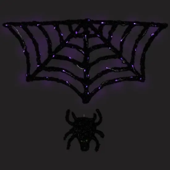 Northlight Lighted Spider and Web Halloween Decoration - 36" - Black - Purple LED Lights image {2}