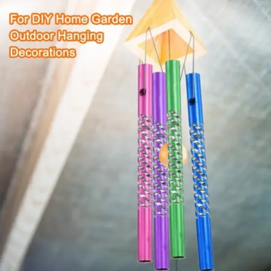 Unique Bargains Aluminum DIY Crafts Outdoor Home Decoration Wind Chime Tubes 8 x 0.6 cm / 3.15 x 0.2 inch Green Pink Blue Yellow Purple 50 Pcs image {4}