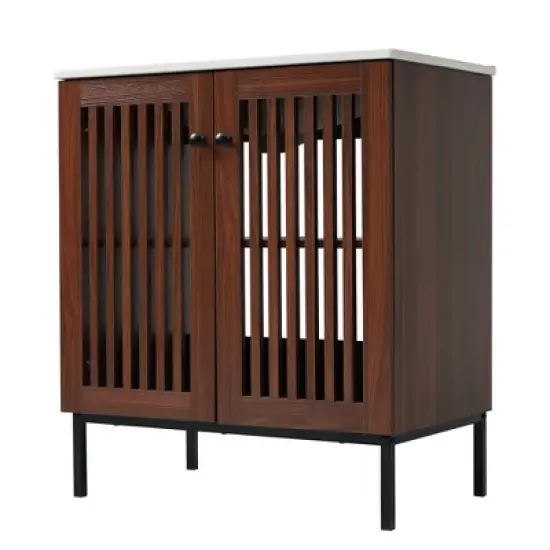 Christopher Knight Home Raja 30" Contemporary Vintage Bathroom Vanity with Ceramic Sink and Fence Door, Dark Brown image {7}