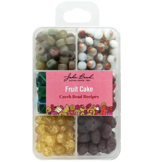John Bead Recipe Box Mixed Glass Beads Fruit Cake, 110g image {1}