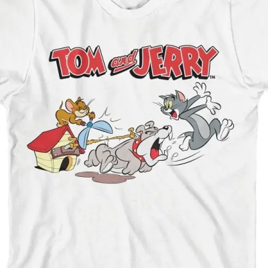 Tom & Jerry Spike Chasing Tom Crew Neck Short Sleeve White T-shirt Toddler Boy to Youth Boy image {1}