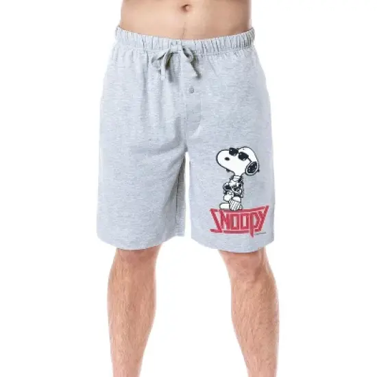Peanuts Mens' Snoopy Rocker Cool Punk Character Sleep Pajama Shorts Grey image {4}
