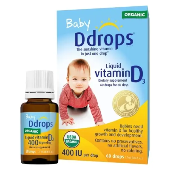 Ddrops Baby Vitamin D 400 IU Organic Liquid Drops - 0.06 fl oz image {13}