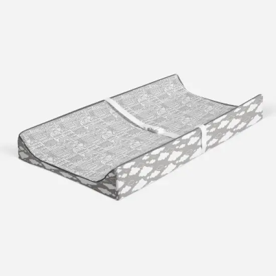 Bacati - Clouds in the City Gray Cityscape Quilted Changing Pad Cover image {1}