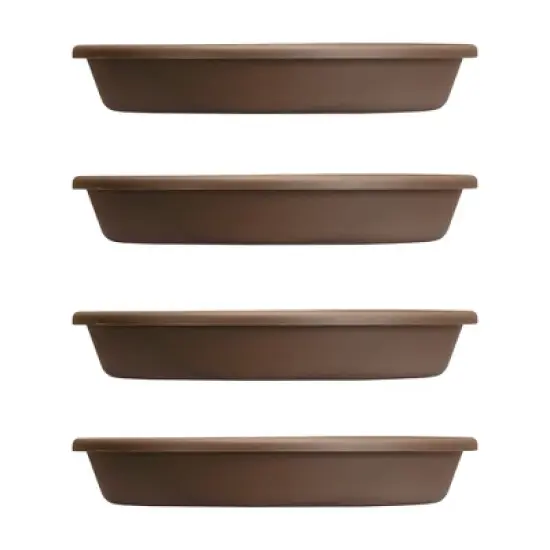 The HC Companies Non Fading 16 Inch Lightweight Durable Plastic Planter Saucer Tray for 14 Inch Classic Pot Container, Chocolate (4 Pack) image {3}