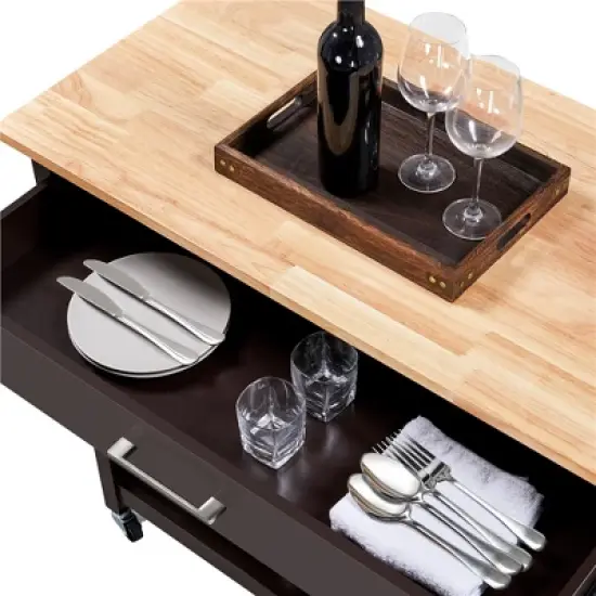 Yaheetech Rolling Kitchen Island Microwave Oven Stand with 3 Shelves and Worktop image {5}