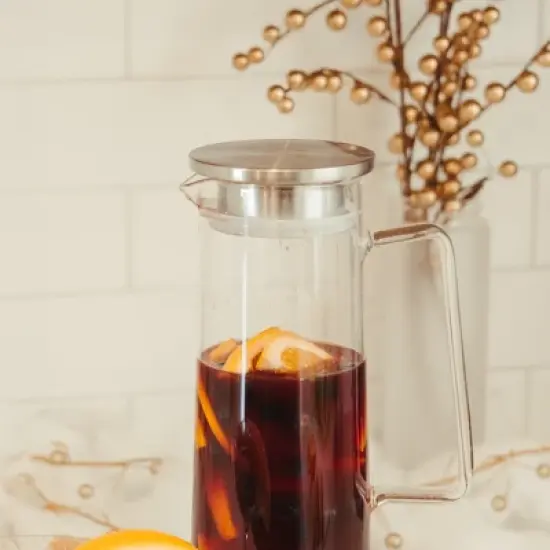 GROSCHE BALI Iced Tea & Infused Water Pitcher with Stainless Steel Infuser Lid, Sangria Pitcher, 50 fl oz. Capacity. image {5}