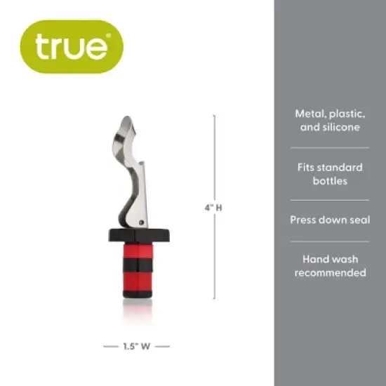 True Flip Top Bottle Stopper with Airtight Seal, Wine Bottle Stopper Fits Standard Bottles, At Home Bar Accessories for Bars, Wine Stopper Set of 1 image {2}