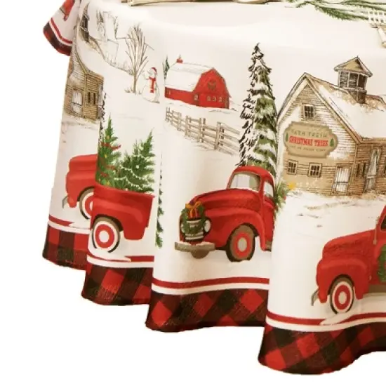 Elrene Vintage Christmas Tree Farm Holiday Tablecloth - Elrene Home Fashions image {4}