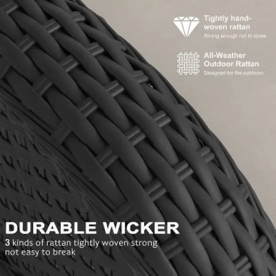 LayinSun Outdoor Patio Furniture Set, Black Rattan Wicker Sectional Swivel Rocker Chairs Sets image {6}