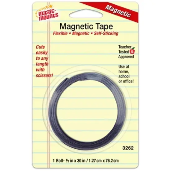 Magic-Mounts&reg; Self-Sticking Magnetic Tape Roll, 1/2" x 30", Pack of 12 image {1}