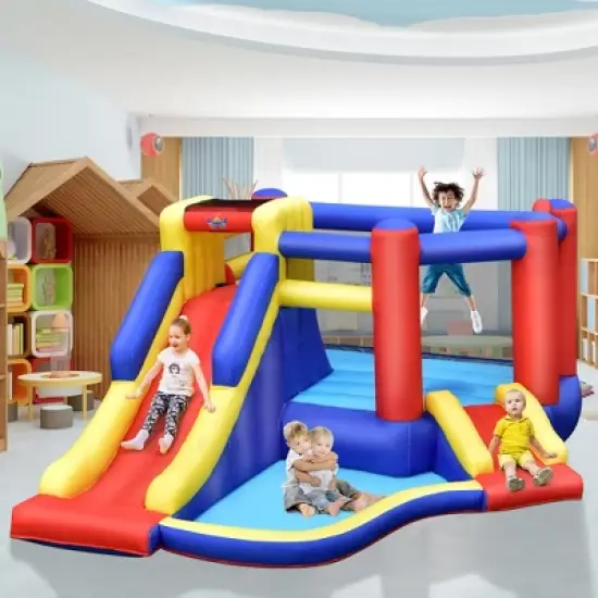 Costway Inflatable Bouncy Castle Kids Jumping House w/ Double Slides Air Blower Excluded image {4}