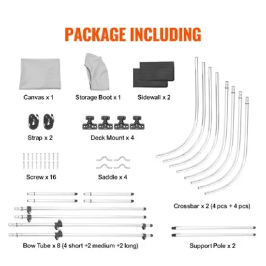 VEVOR 4 Bow Bimini Top Boat Cover, Detachable Mesh Sidewalls, 600D Polyester Canopy with 1" Aluminum Alloy Frame image {7}