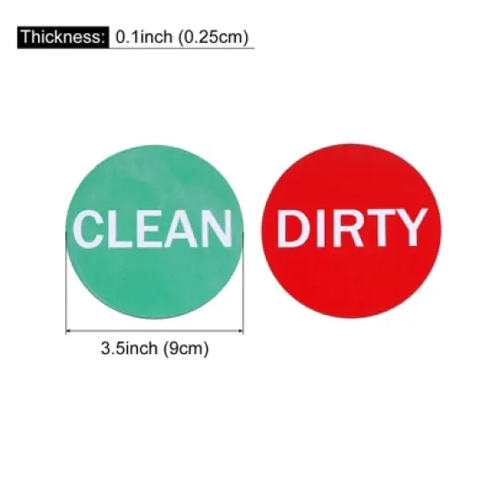 Unique Bargains Double-sided Clean Dirty Sign Round Dishwasher Magnet 3.5" Red-Green image {1}