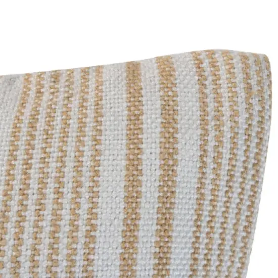 Brown Striped Hand Woven 18x18" Outdoor Decorative Throw Pillow with Pulled Yarn Bouquets - Foreside Home & Garden image {2}