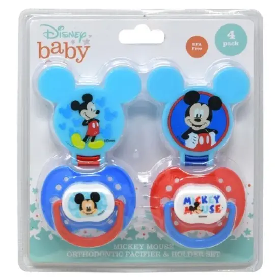 Disney Mickey Mouse Baby Orthodontic 4pc Pacifier and Holder Set image {7}