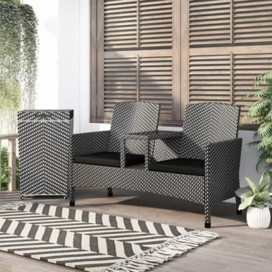 2pc Maksville Aluminum Patio Loveseat & Trash Can - miBasics
 image {2}