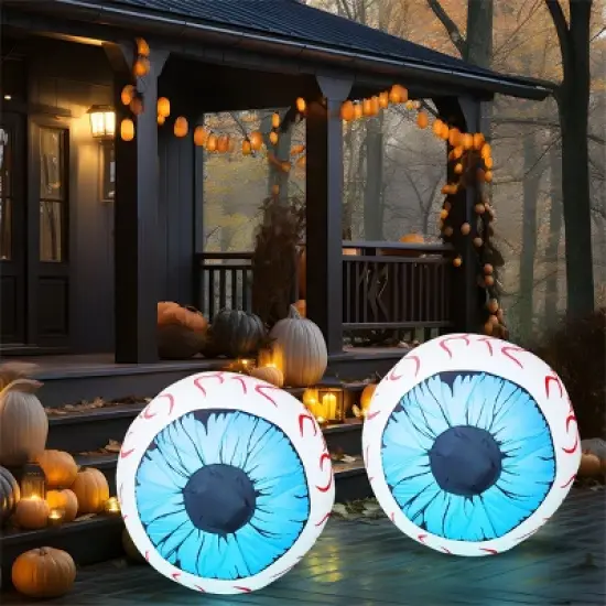 Joyfy 2 Packs Halloween Inflatables Outdoor Decorations, 3 FT Huge Eyeballs Inflatable for Halloween Party Indoor Outdoor Garden Lawn Yard Decoration image {10}