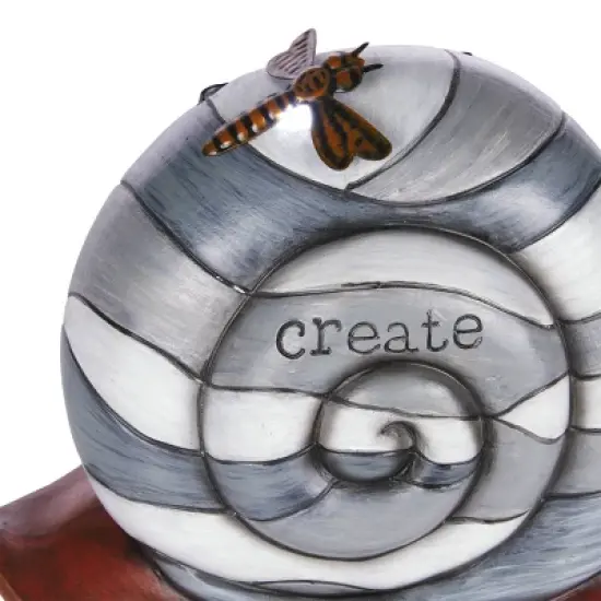 7" "Create" Snail Statue with Solar-Powered LED Light Heathered Gray/White/Copper - Alpine Corporation image {5}