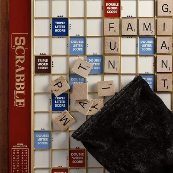 WS Game Company Scrabble Giant Deluxe Edition Board Game with Rotating Wooden Board image {4}