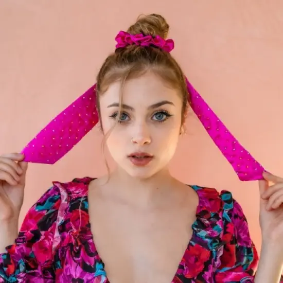 L. Erickson Beaded Long Hair Tail Pony - Fuchsia image {4}