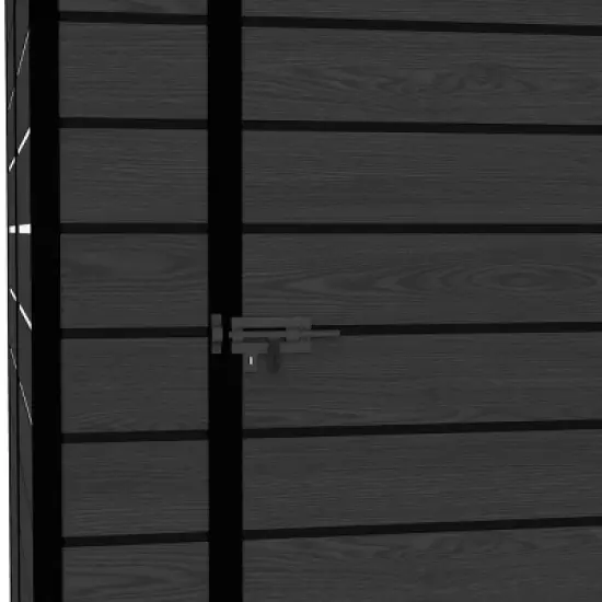 6&times;6 FT Outdoor Storage Shed with Wood Grain Finish, Weather-Resistant PP Tool Shed Featuring HD Window for Backyard or Garden&ndash;The Pop Home image {6}