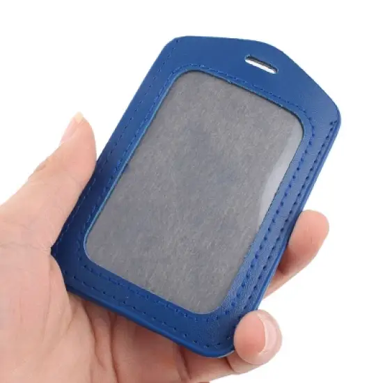 Unique Bargains Office Faux Leather Vertical Name Card ID Badge Holder Pouch 10 Pcs image {1}