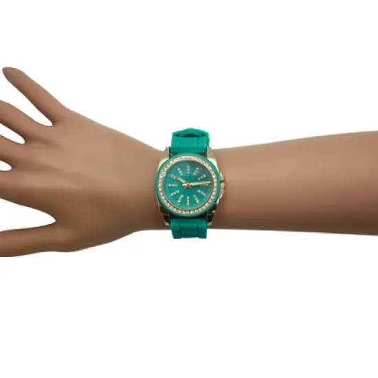 Olivia Pratt Bright Silicone Band with Rhinestones Numeral Women Watch image {3}