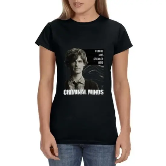Criminal Minds Womens' TV Show Future Mrs. Spencer Reid Crewneck T-Shirt Black image {3}