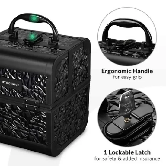 Byootique Makeup Train Case Cosmetic Organizer w/ Mirror Mermaid image {3}