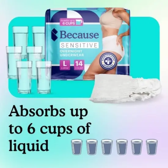 Because Sensitive Overnight Bladder Control Incontinence Underwear - L image {9}