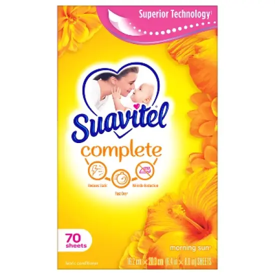 Suavitel Complete Scented Fabric Conditioner Dryer Sheets for Laundry - Morning Sun - 70 ct image {9}