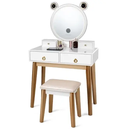 Costway Vanity Dressing Table Set Touch Screen Dimming Mirror image {8}