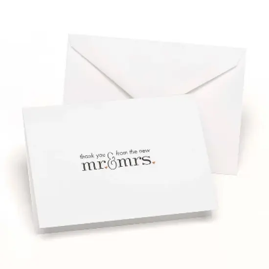 Hortense B. Hewitt HBH 3 1/2" x 4 7/8" Mr. & Mrs. Wedding Thank You Card White/Black 50/Pack 20626ST image {1}