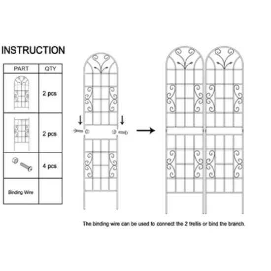 Lirago Black 2 pieces Weatherproof Multi-functional Outdoor Screen-Laser-Cut Galvanized Steel Panel 86.61"Hx19.68"Wx0.51"D image {6}