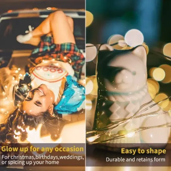 Itopfox 5 Pack 20 LED Fairy Lights with Timer, Silver Wire String Light for Bedroom Party Wedding Decorations, Warm White image {4}