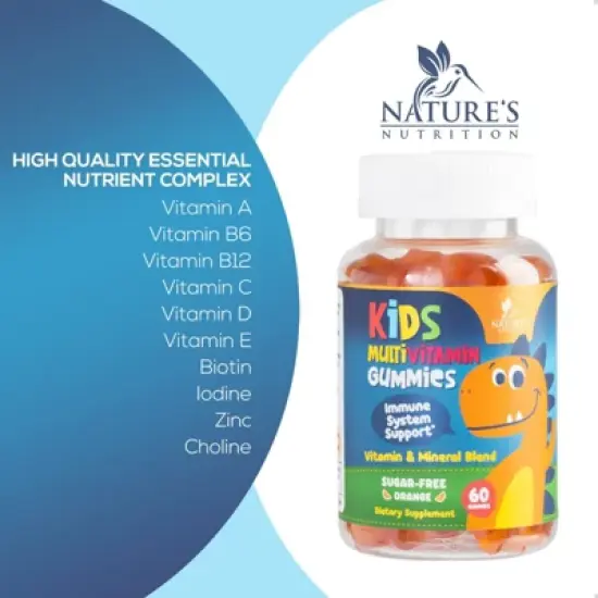 Kids Multivitamin - Gummies Natural Sugar Free Gummy Multi Vitamin for Kids - 60 Gummies By Nature's Nutrition image {2}